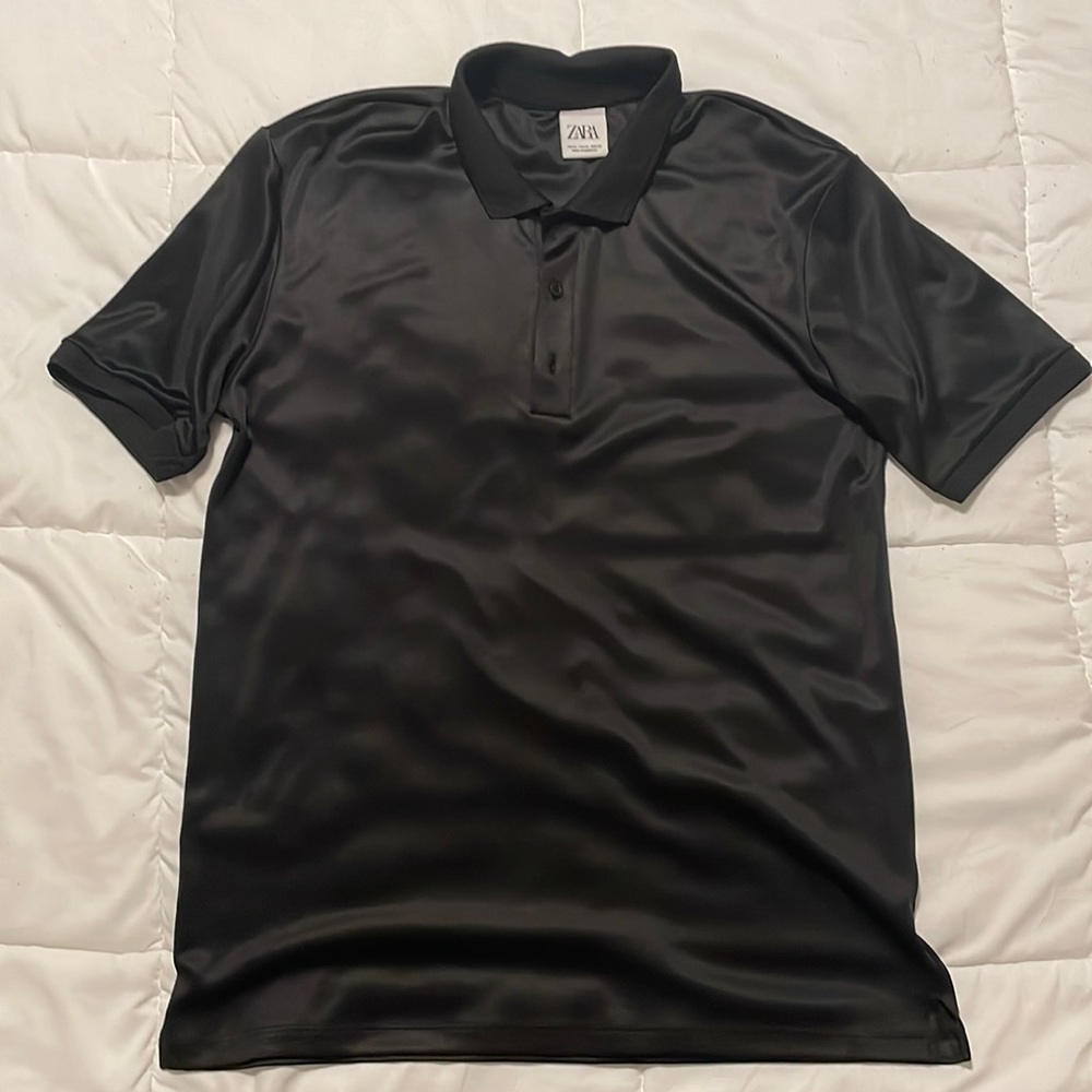 Silk style black polo.